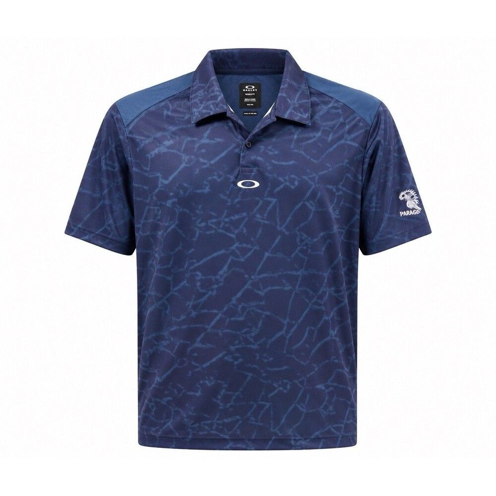 Oakley Golf Polo Shirt Blue Abstract Print Logo Regular Fit Men’s XL